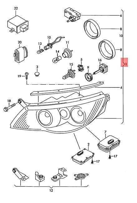 diagram headlight parts names