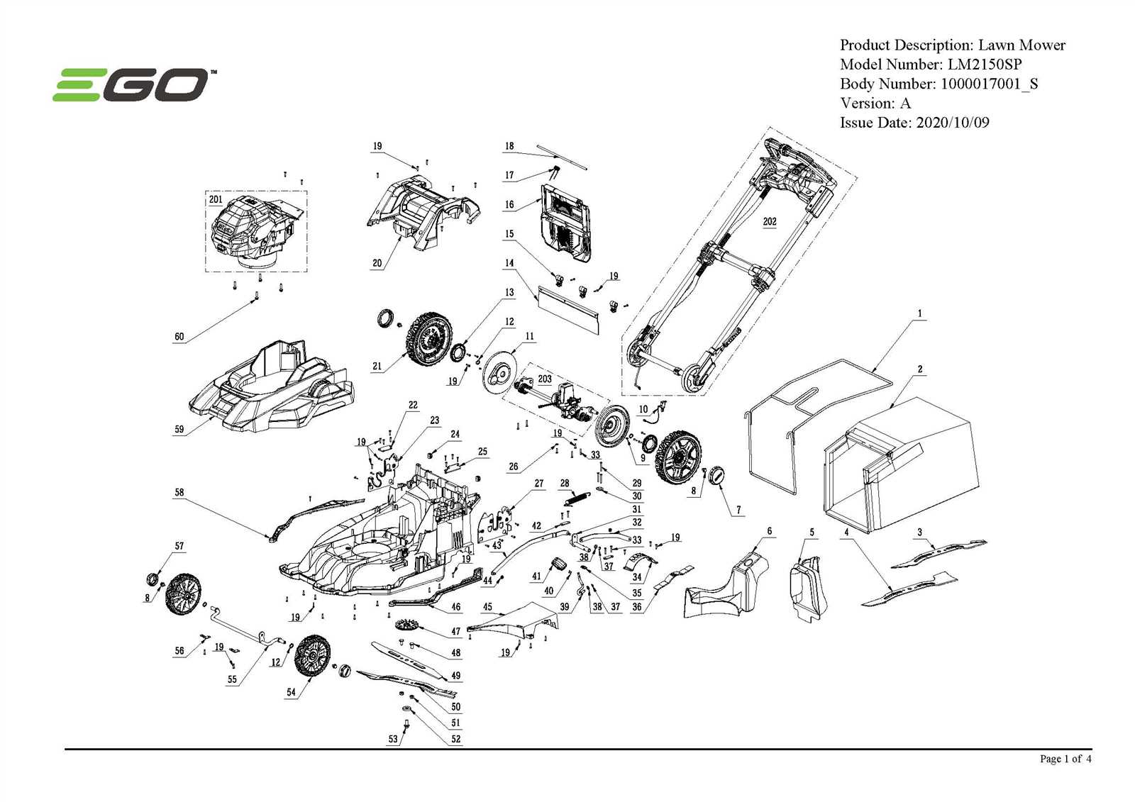 diagram parts of a lawn mower