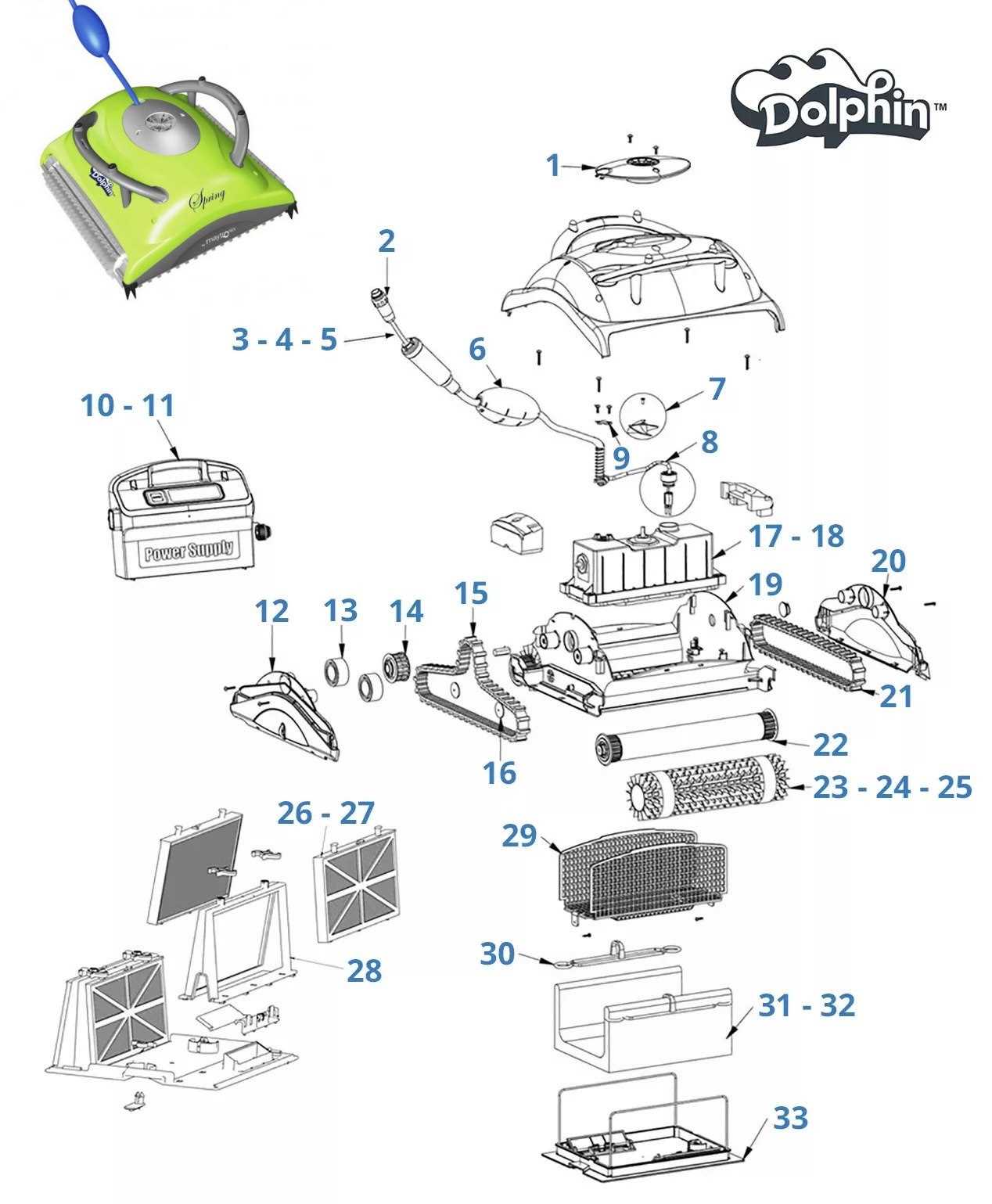 dolphin pool cleaner parts diagram