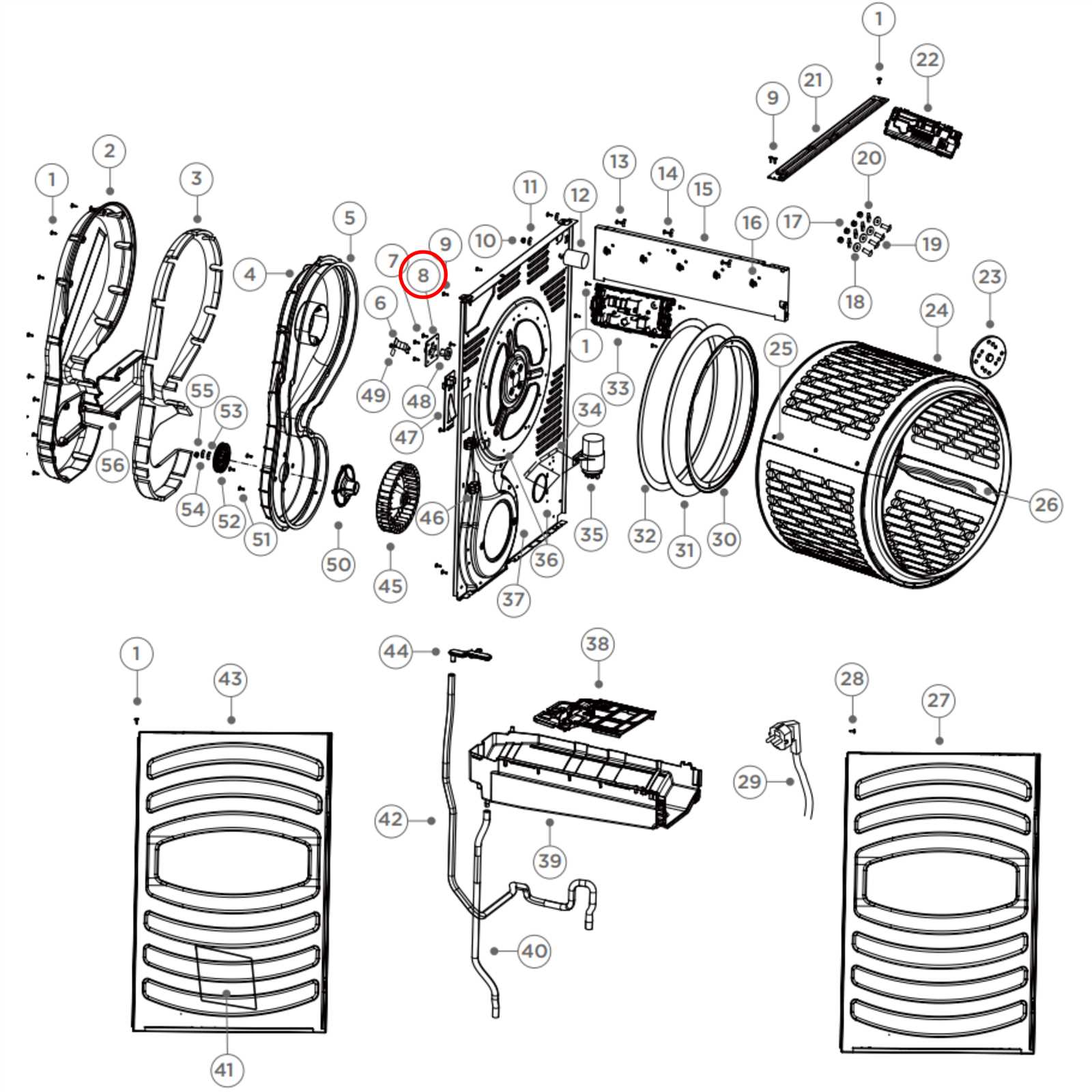 dryer drum parts diagram