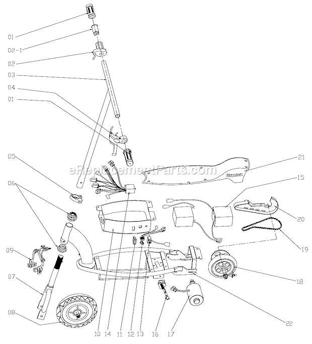 electric scooter parts diagram