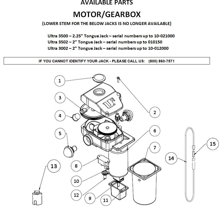 electric trailer jack parts diagram