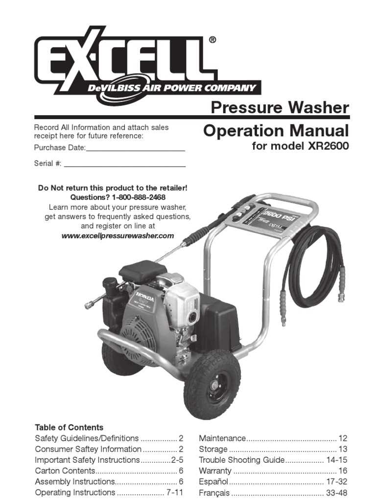 excell pressure washer parts diagram