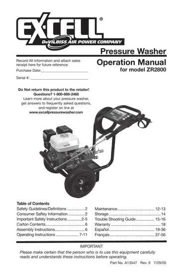 excell pressure washer parts diagram