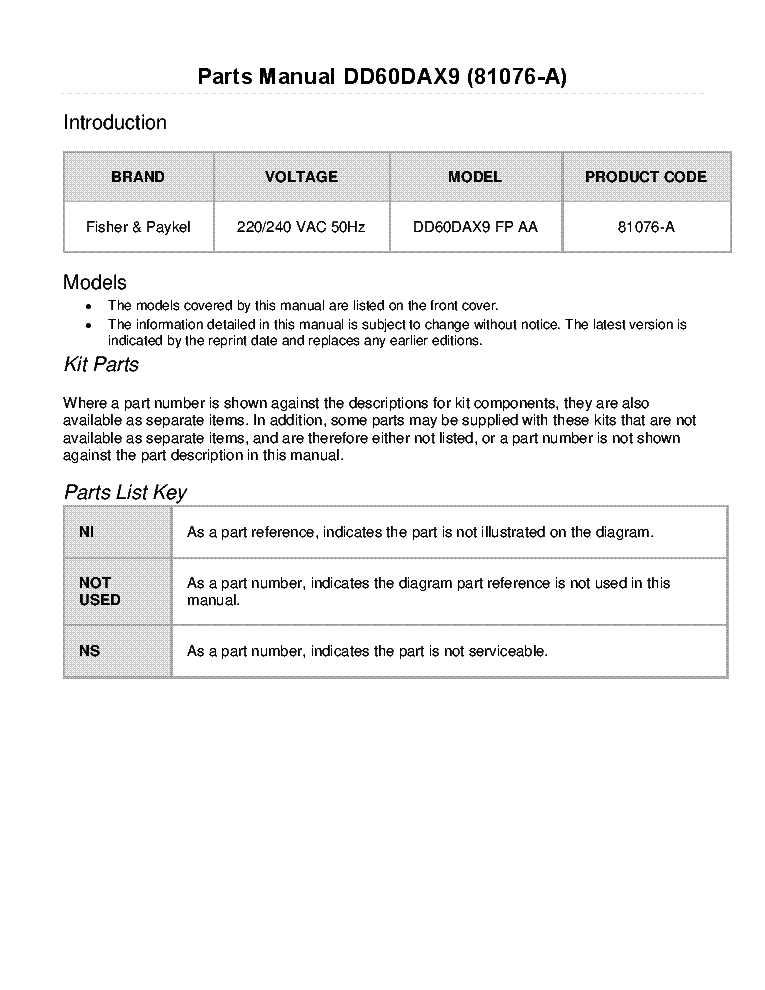 fisher paykel dishdrawer parts diagram