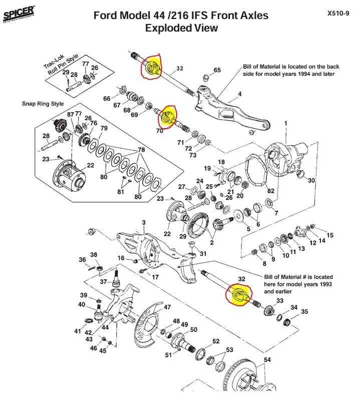 ford f250 front axle parts diagram