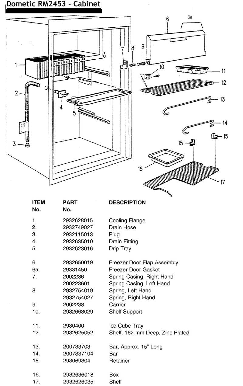 fridge parts diagram