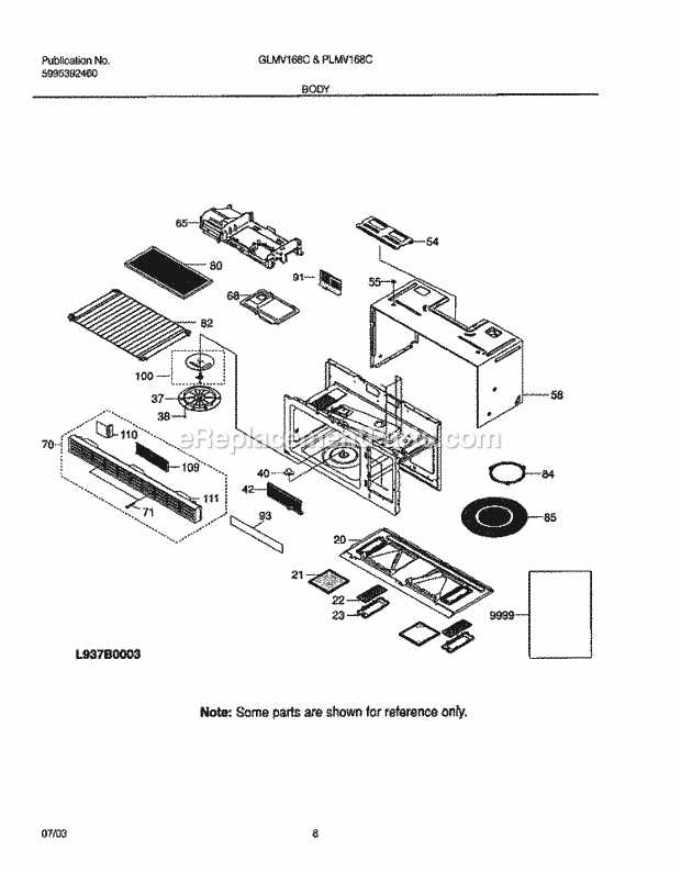 frigidaire gallery microwave parts diagram