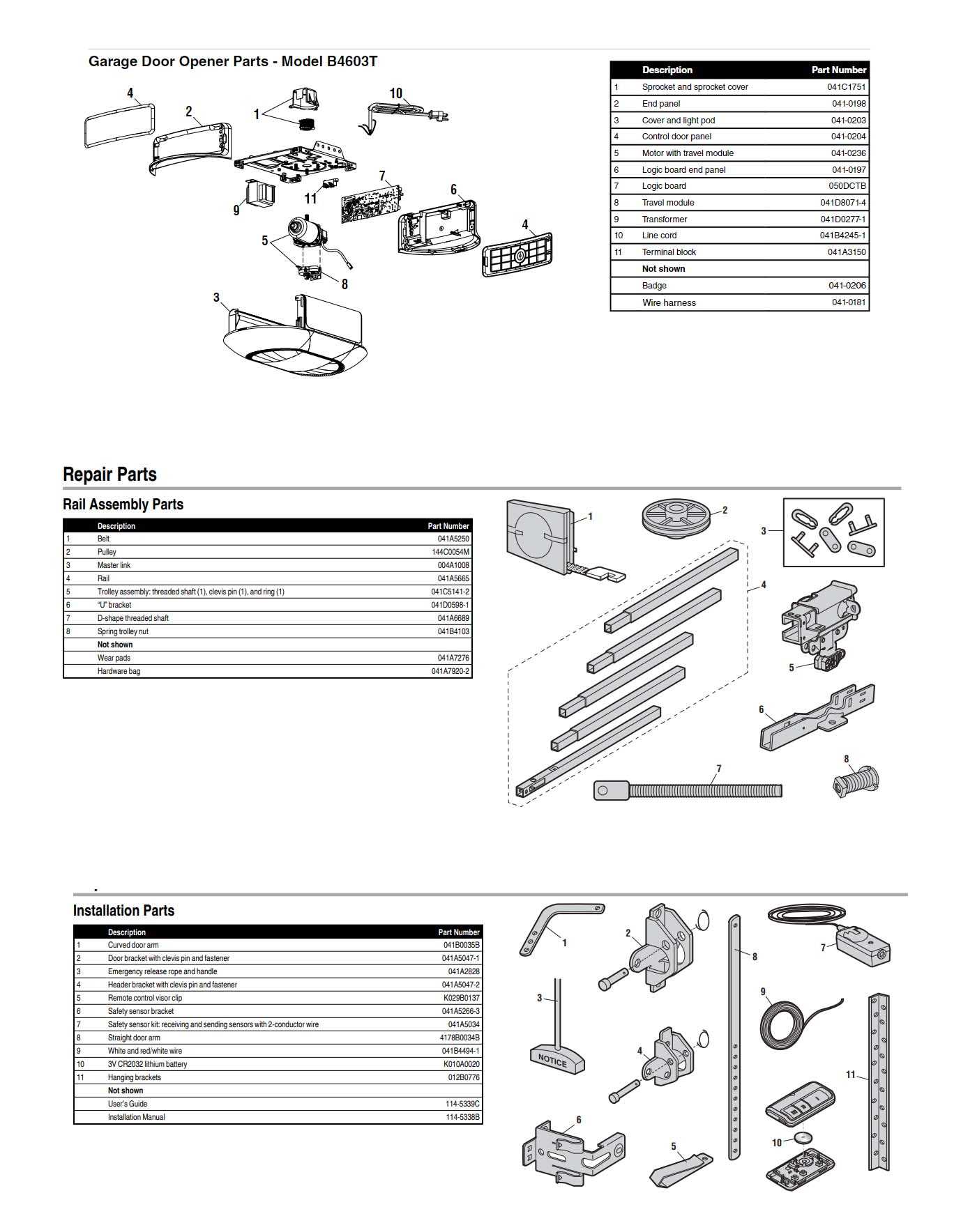 garage door diagram parts