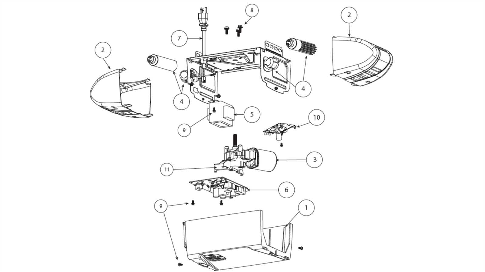 garage door opener diagram parts