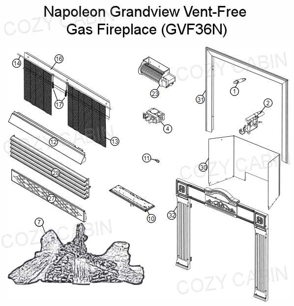 gas fireplace parts diagram