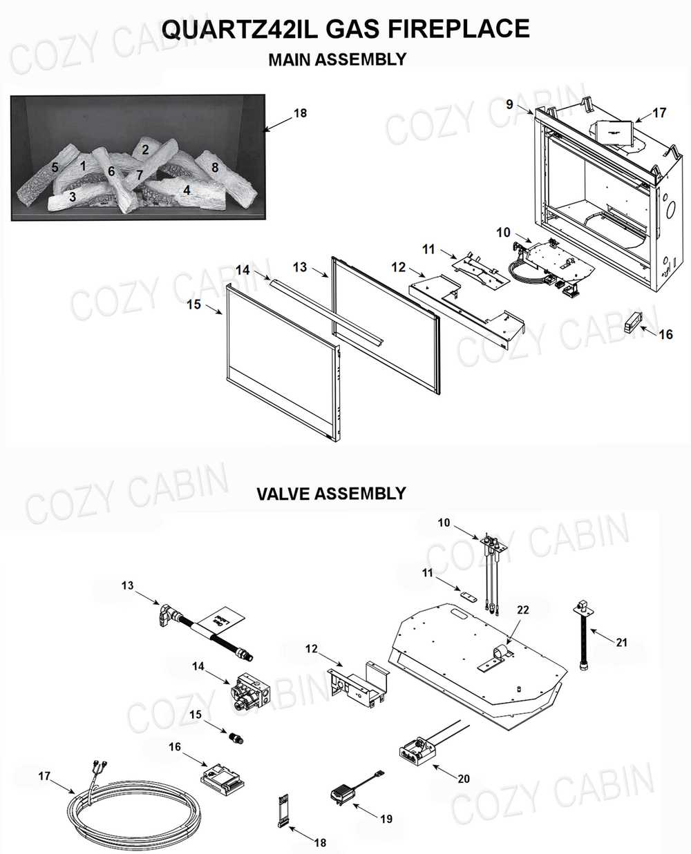 gas fireplace parts diagram