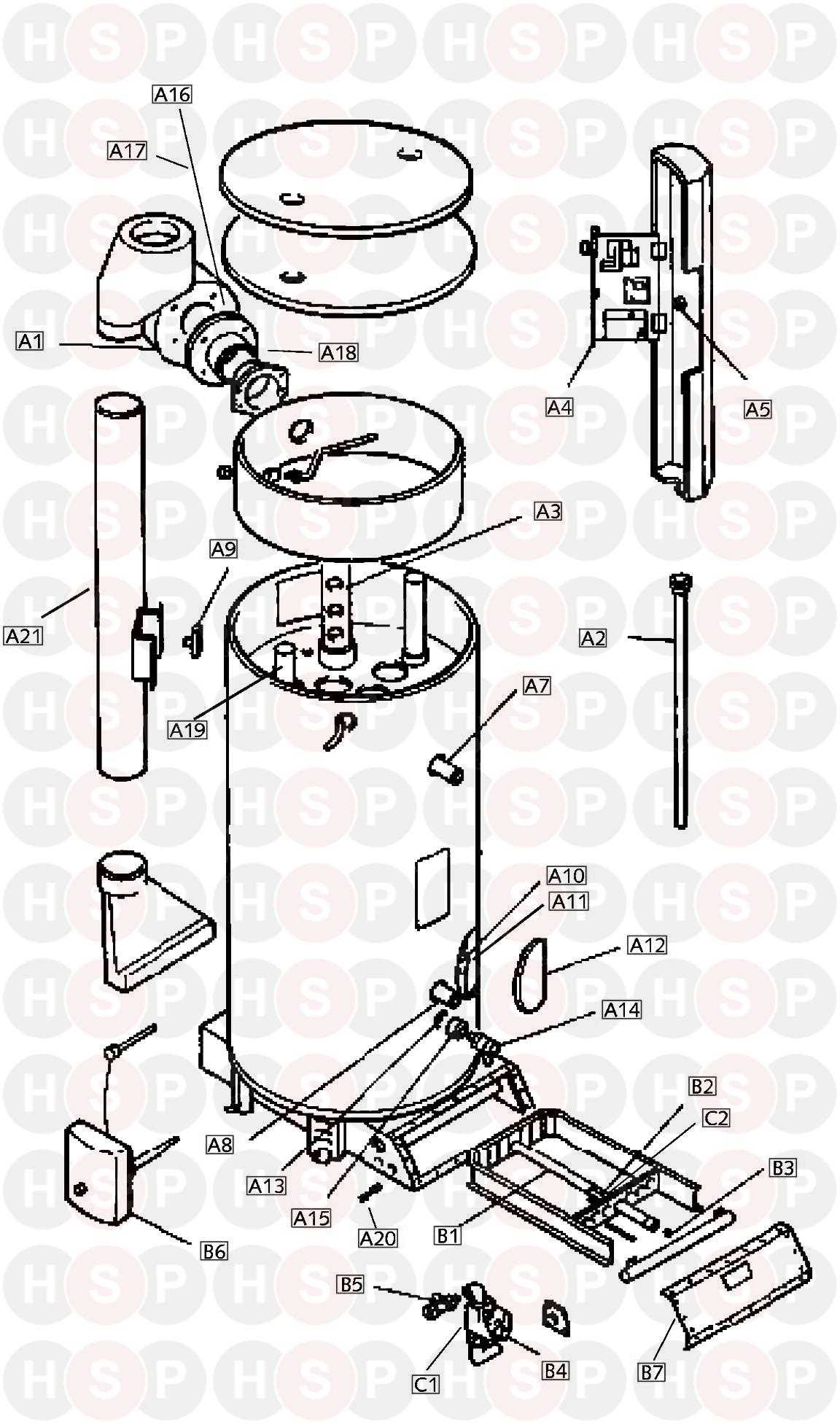 gas water heater parts diagram