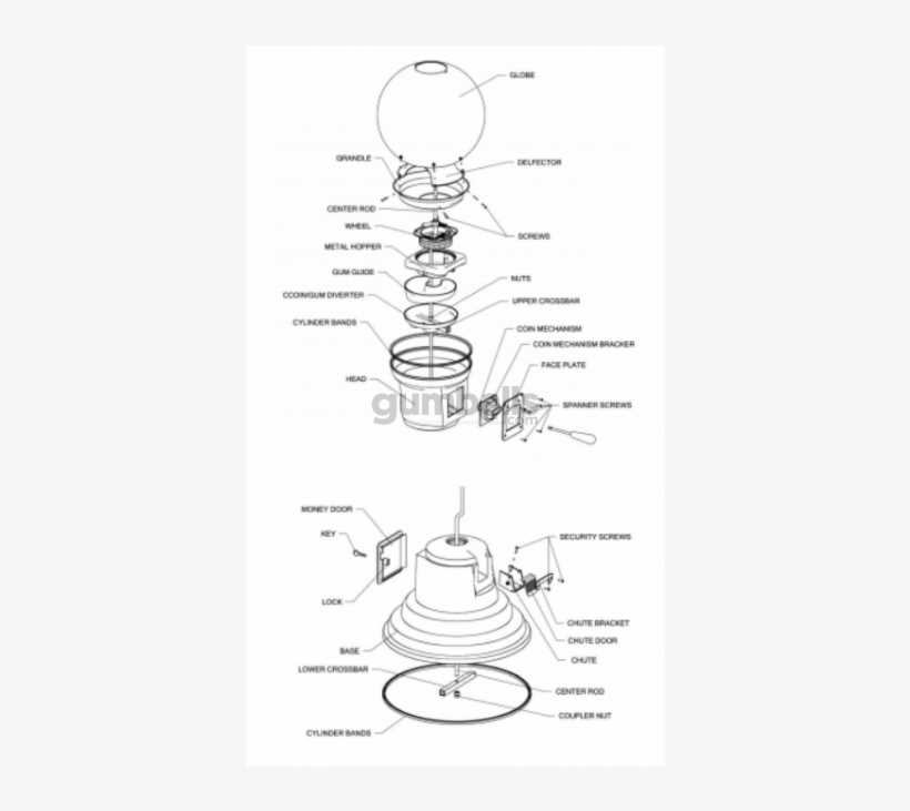 gumball machine parts diagram