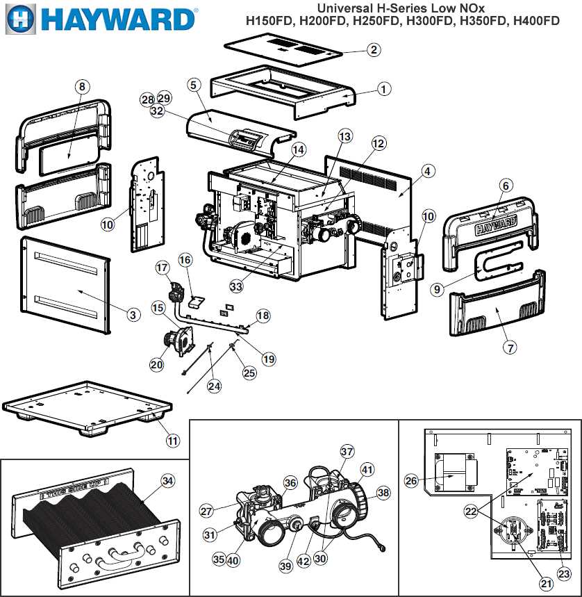 hayward h150 pool heater parts diagram