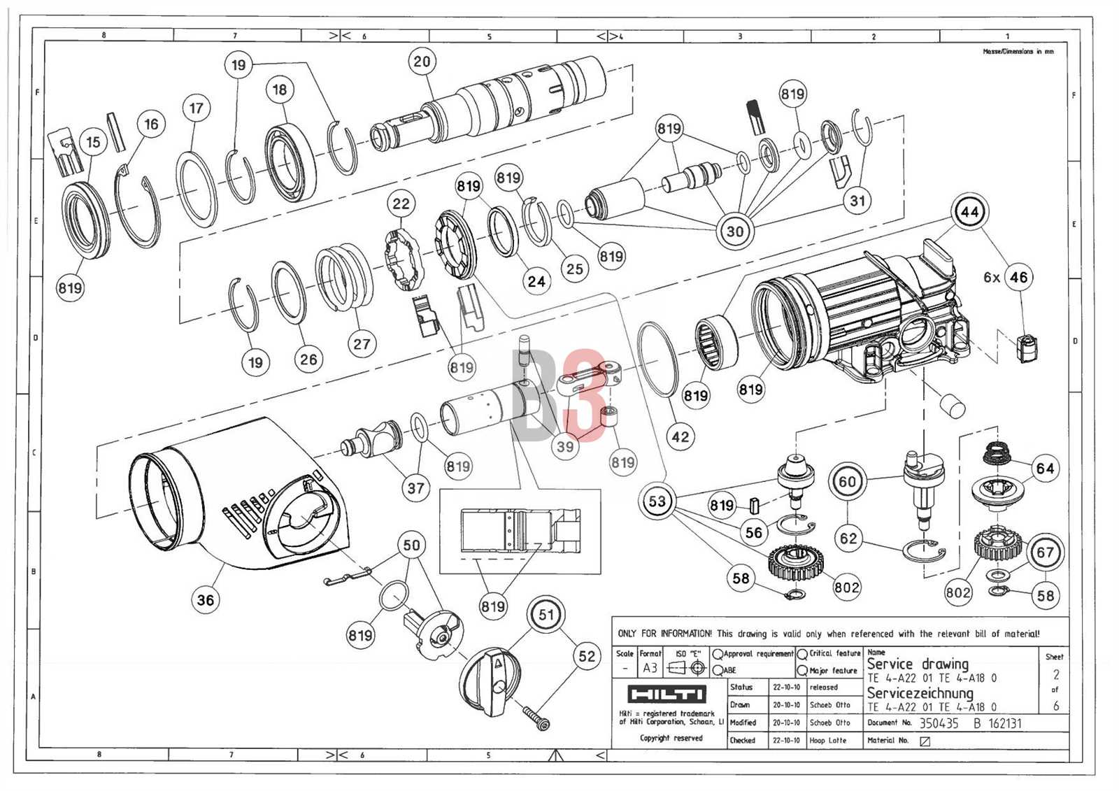 hilti te 22 parts diagram