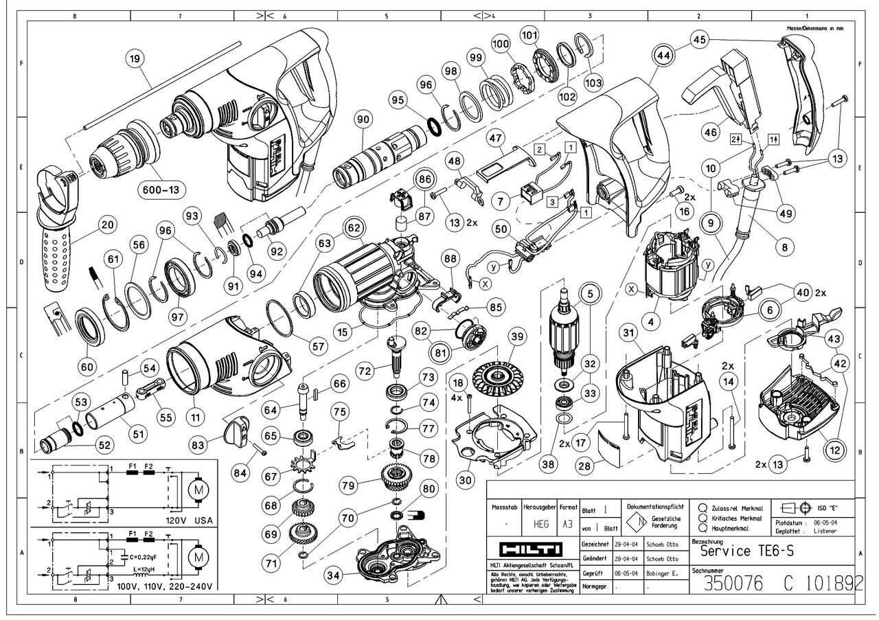 hilti te 22 parts diagram