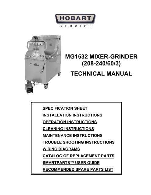 hobart meat grinder parts diagram