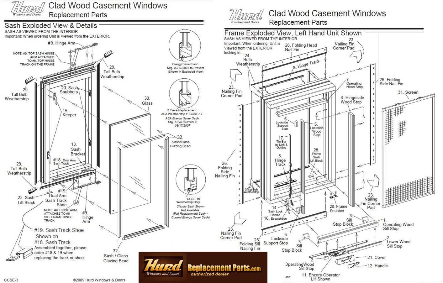 horizontal sliding window parts diagram