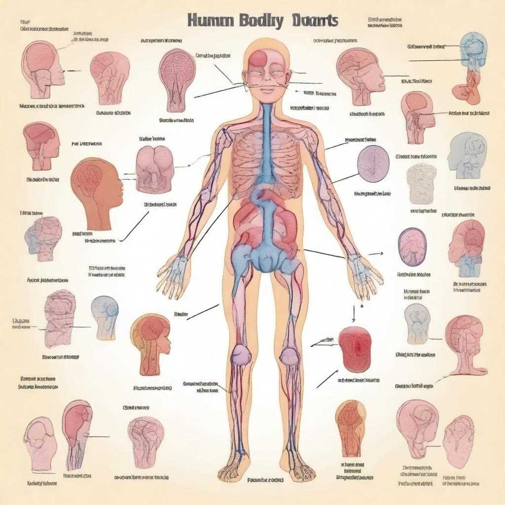 human body parts diagram with label