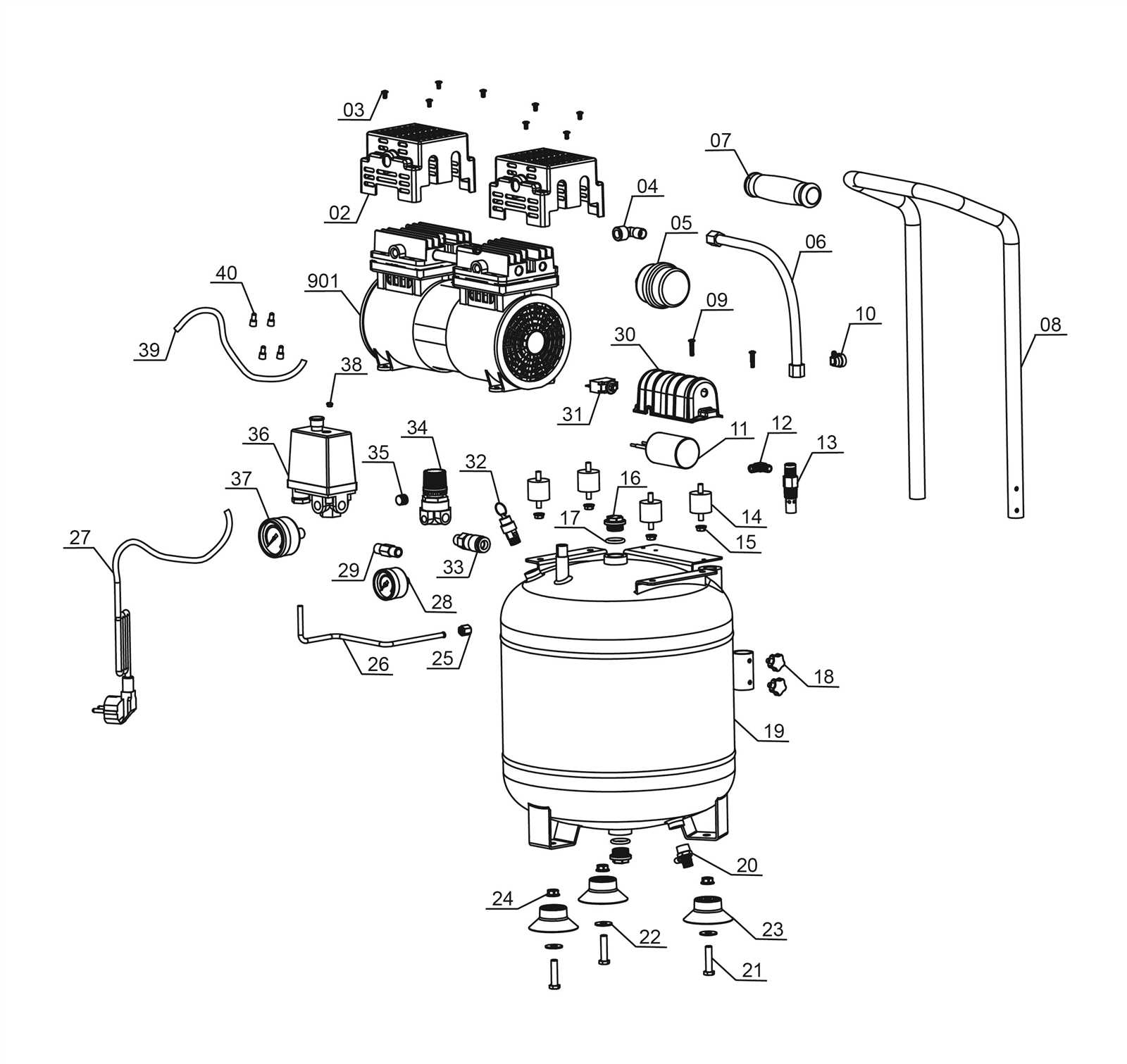 husky 26 gallon air compressor parts diagram