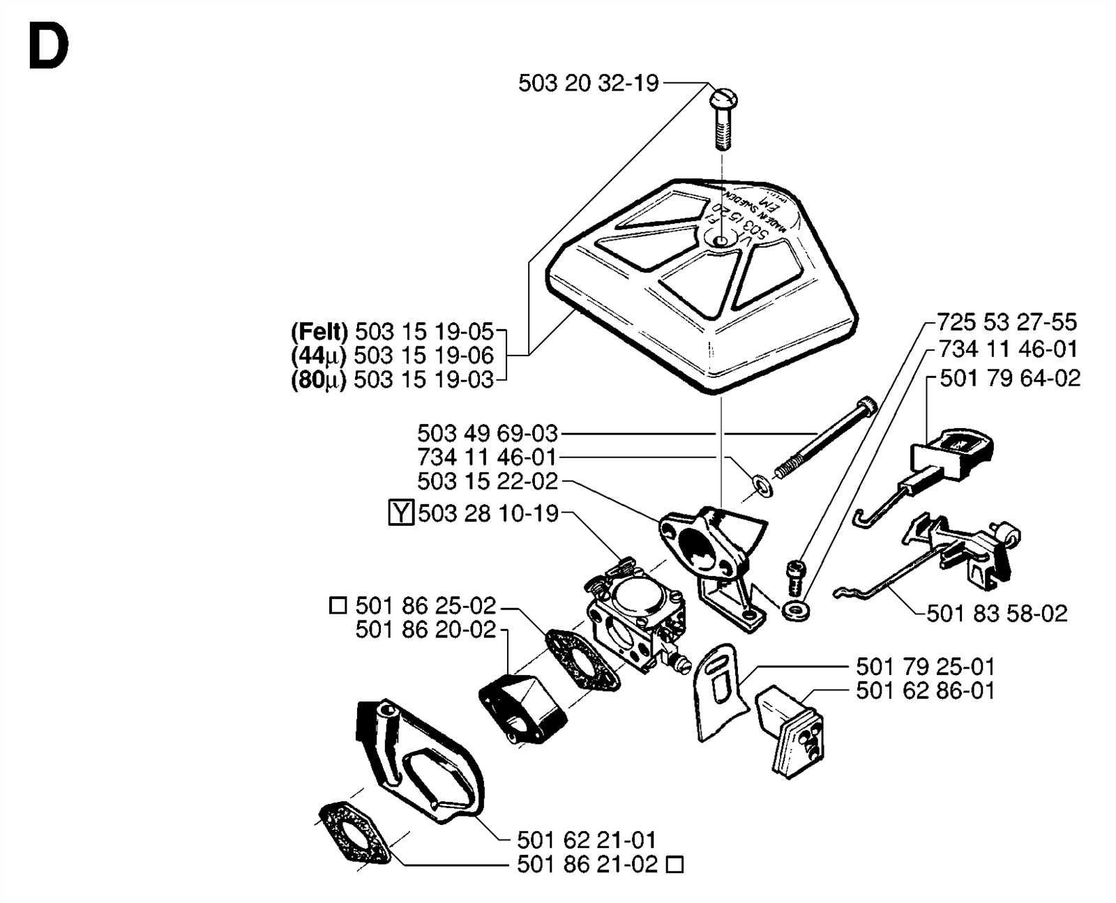 husqvarna 257 parts diagram