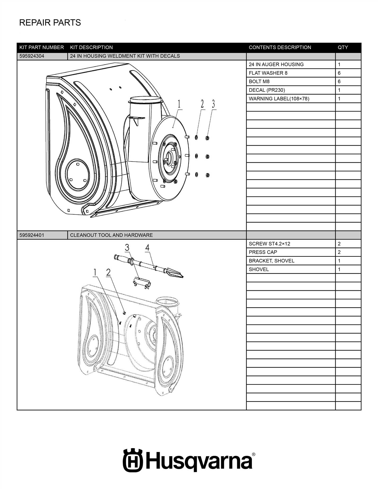 husqvarna st224p parts diagram