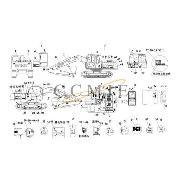 hydraulic excavator parts diagram