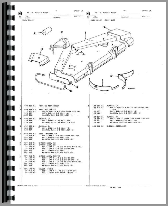 ih 100 sickle mower parts diagram