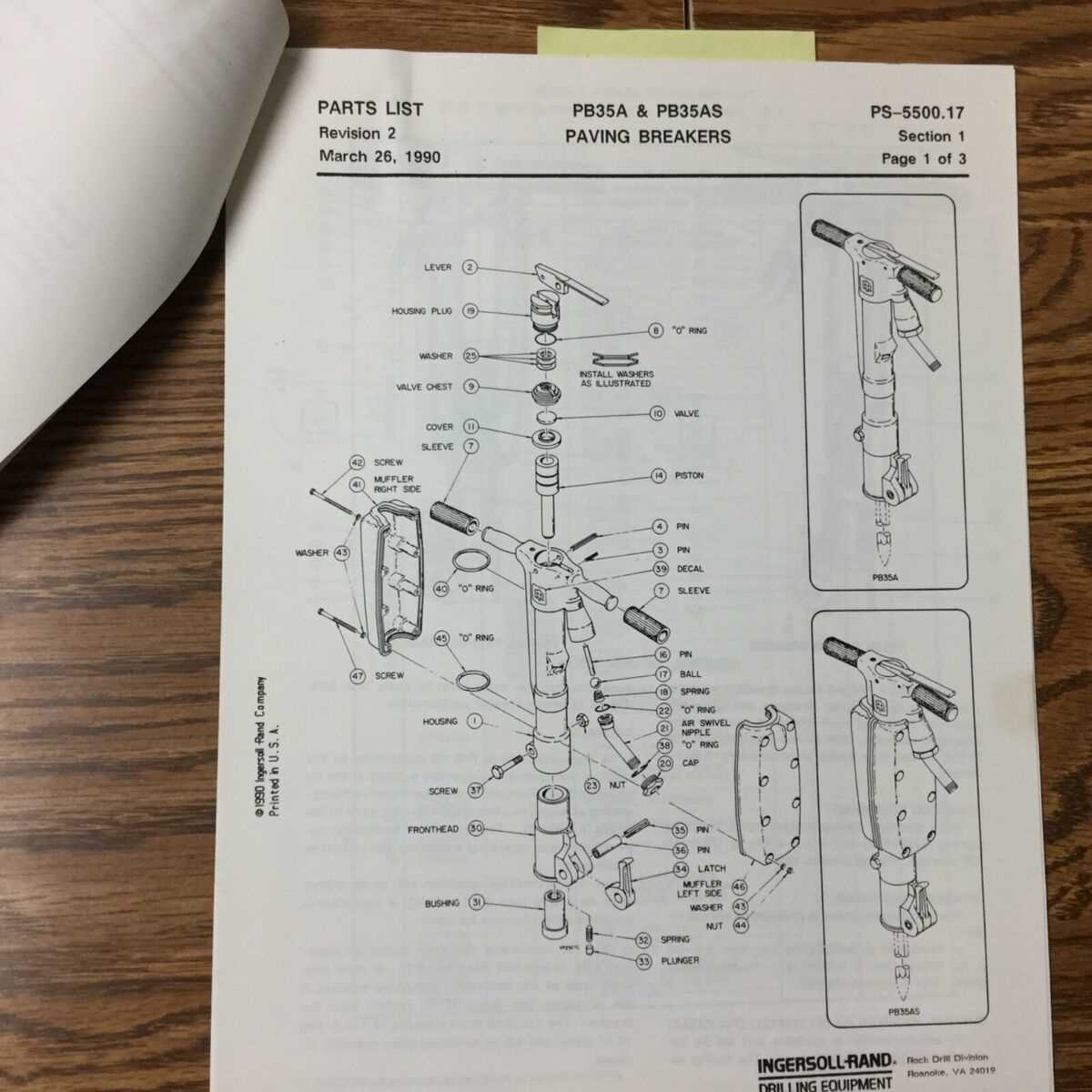 ingersoll rand air hammer parts diagram