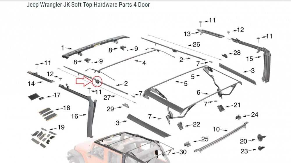 jeep jl soft top parts diagram