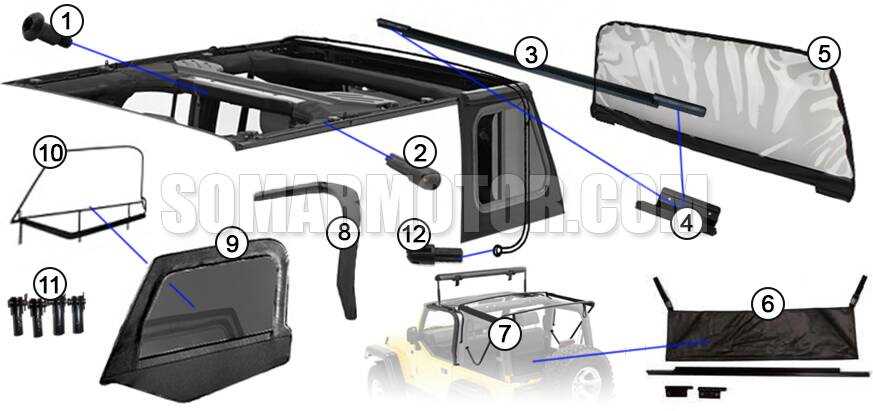 jeep tj soft top parts diagram