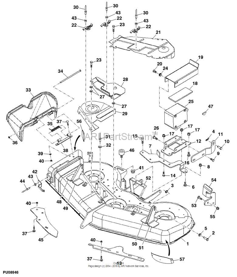 john deere 318 46 inch mower deck parts diagram
