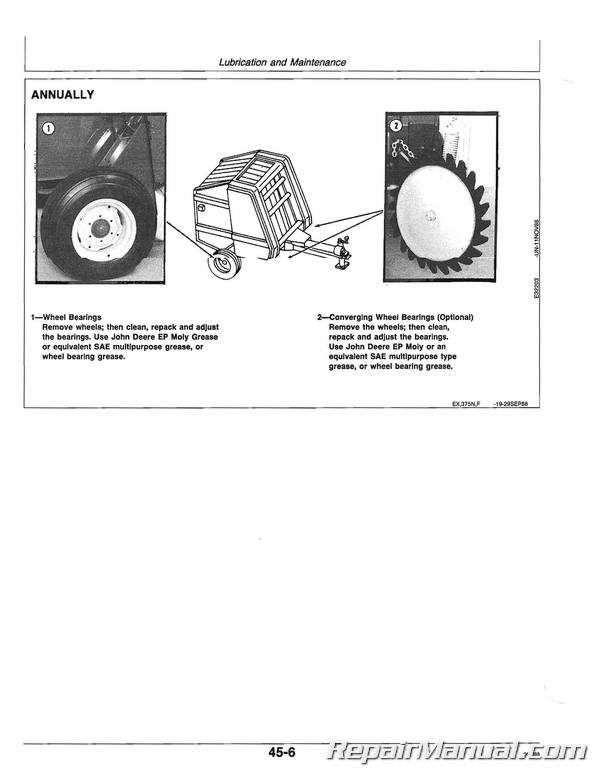 john deere 335 baler parts diagram