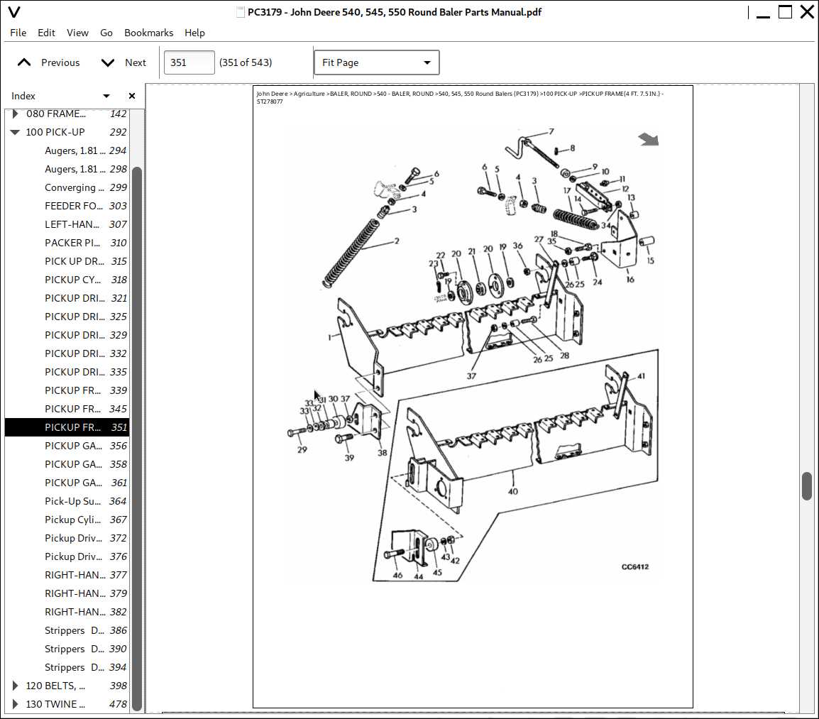 john deere 469 baler parts diagram