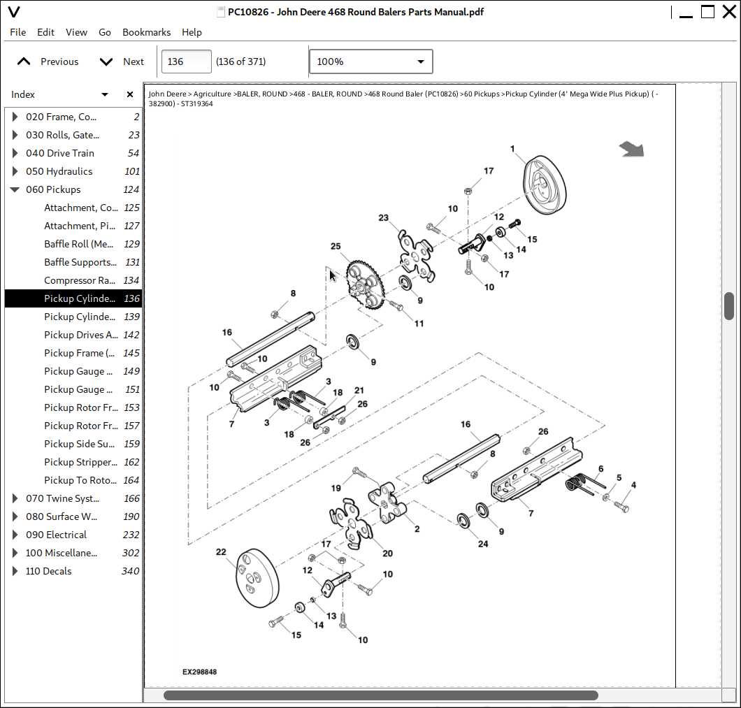 john deere 469 baler parts diagram