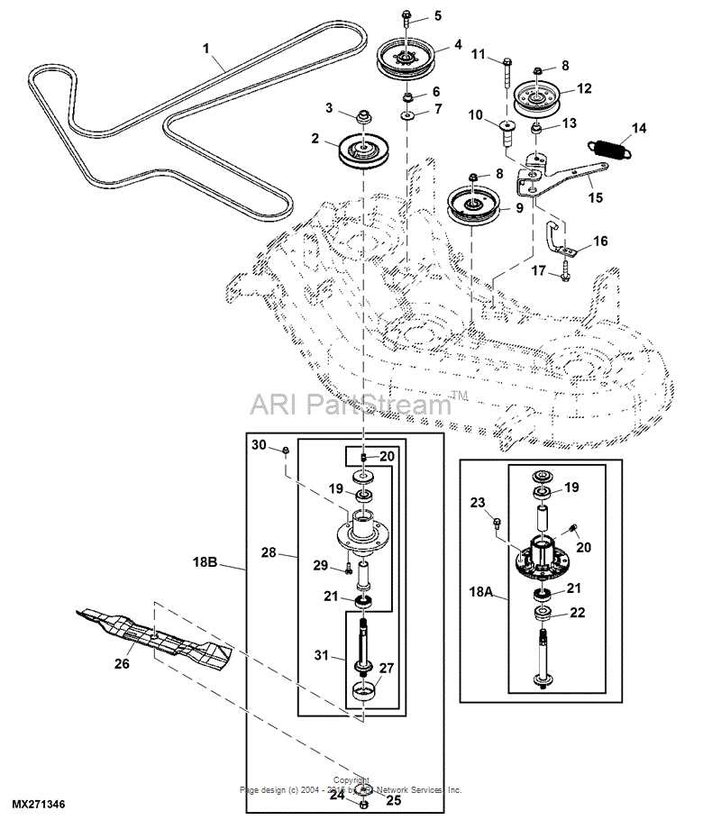 john deere 48 edge mower deck parts diagram