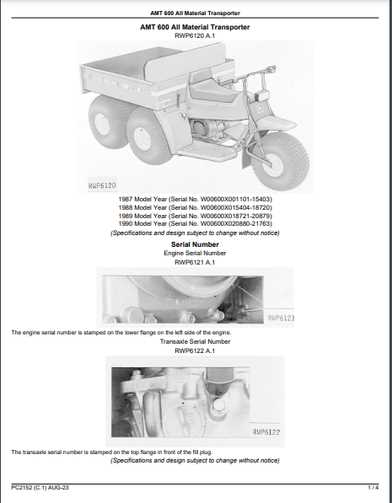 john deere amt 600 parts diagram