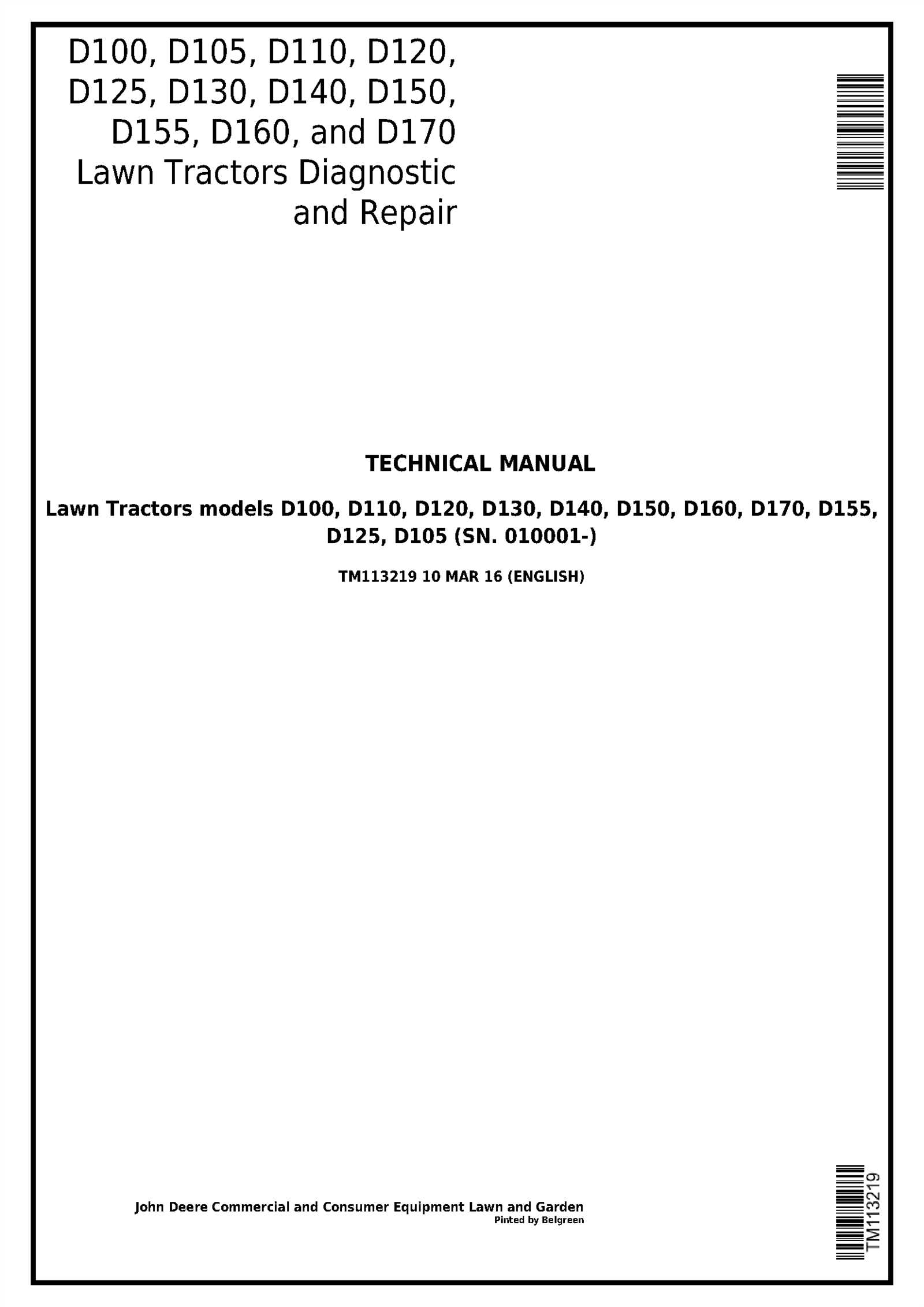 john deere d130 parts diagram