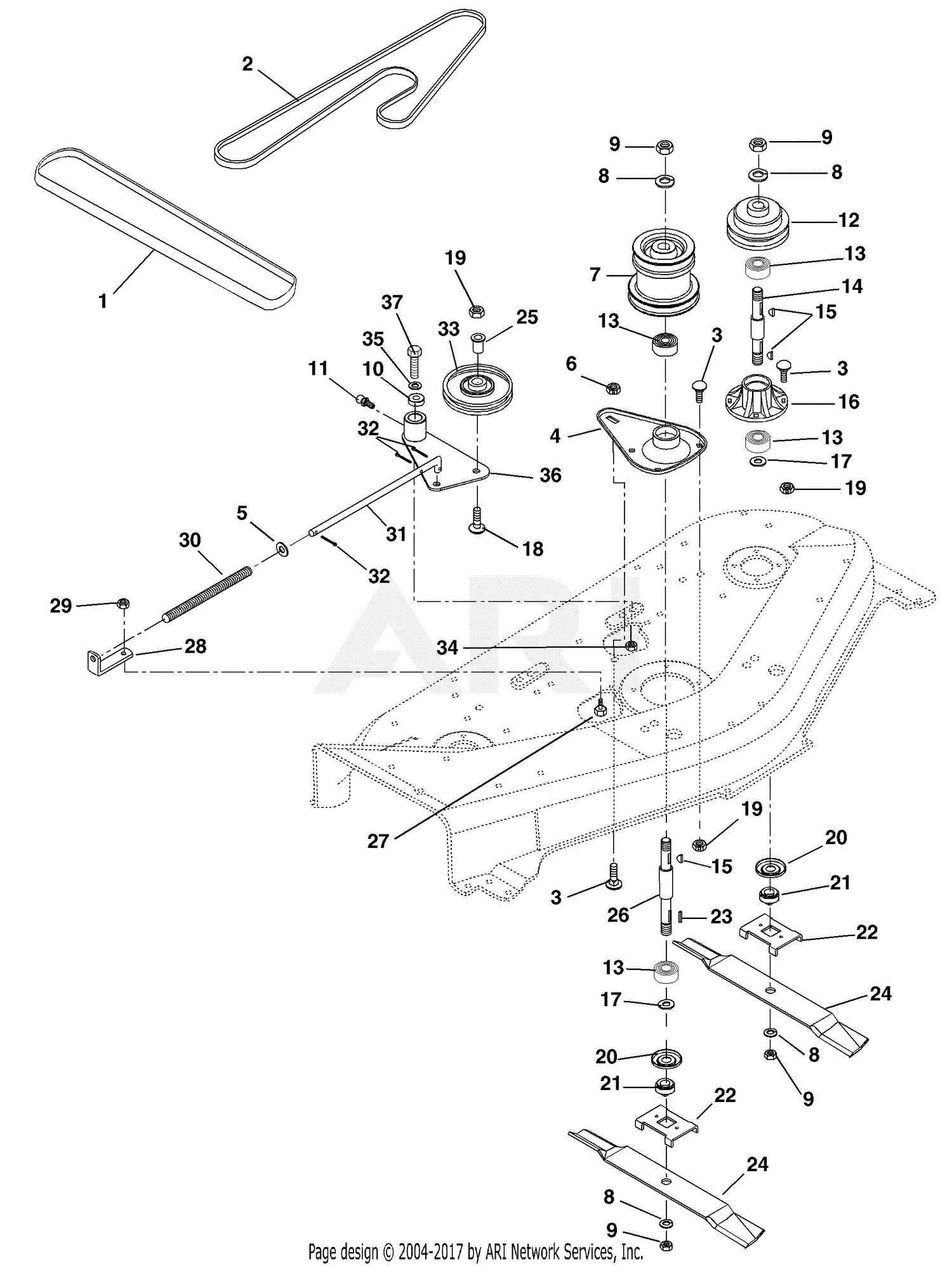 john deere gx345 mower deck parts diagram