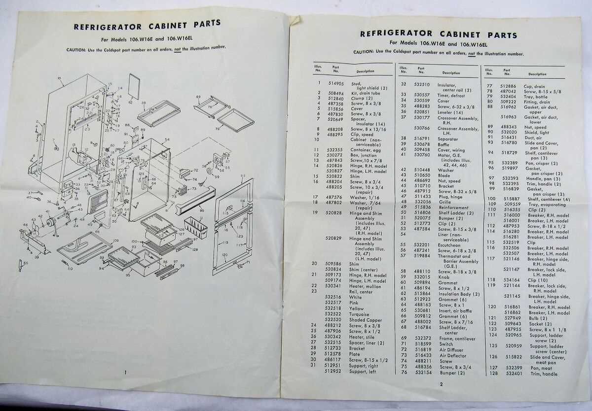 kenmore coldspot model 106 parts diagram