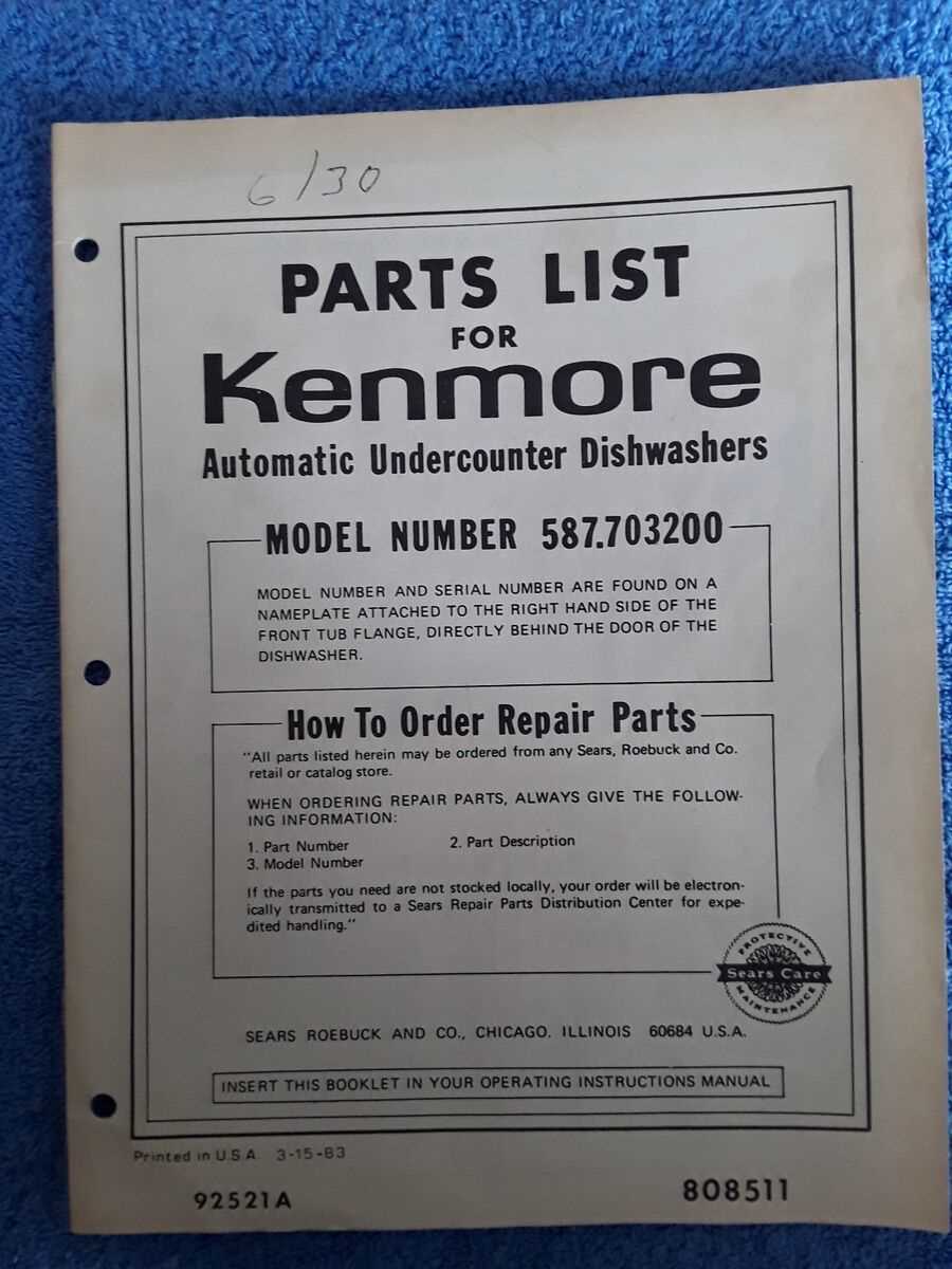 kenmore dishwasher parts diagram