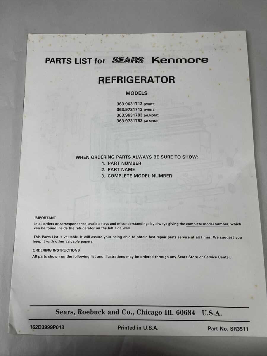 kenmore fridge parts diagram