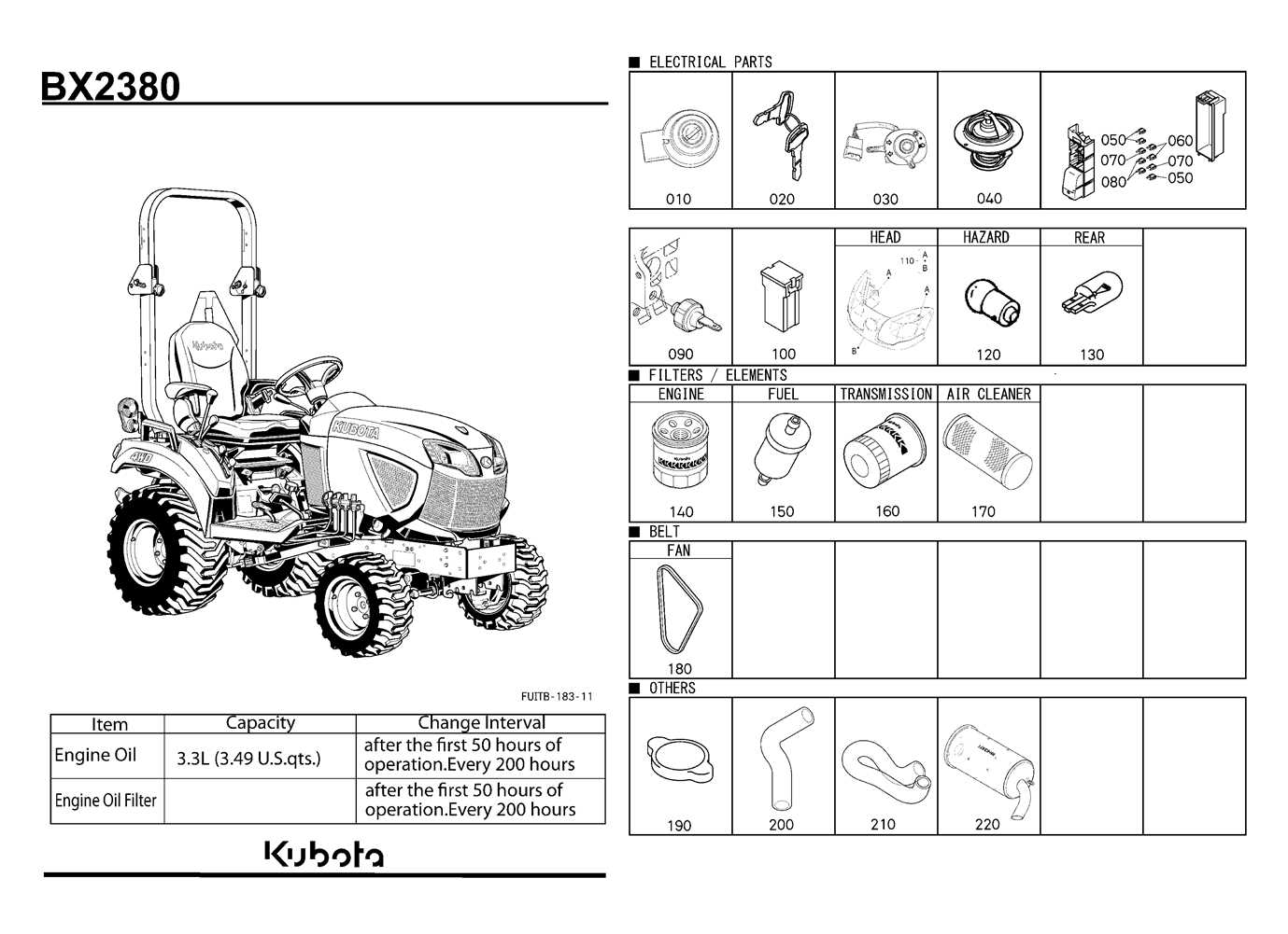 kubota bx2380 parts diagram