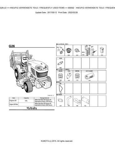 kubota g1700 parts diagram