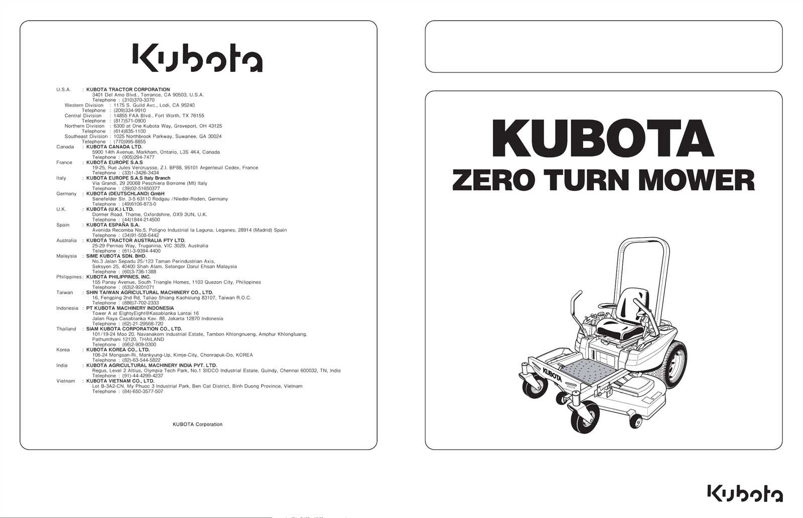 kubota kommander z125s parts diagram