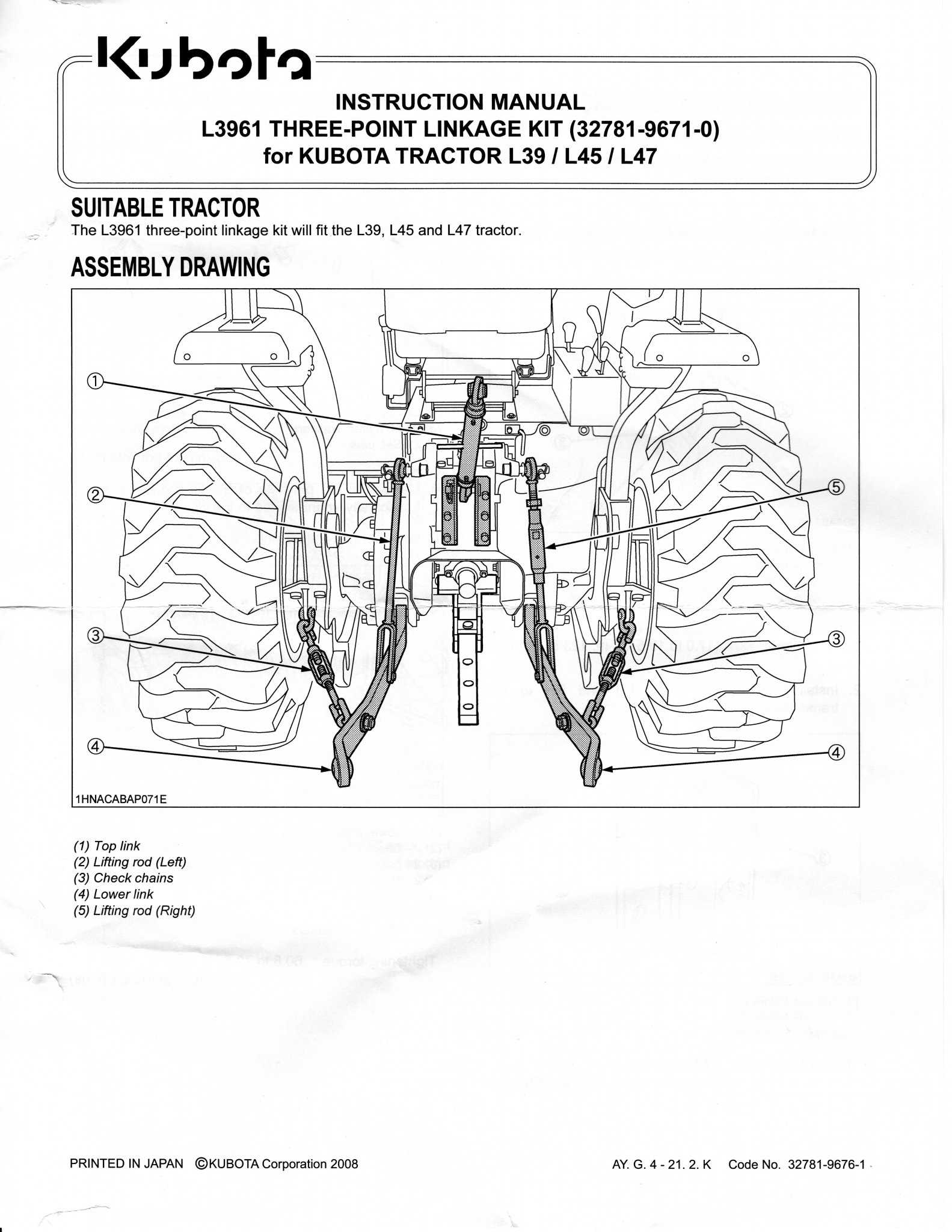 kubota l39 parts diagram