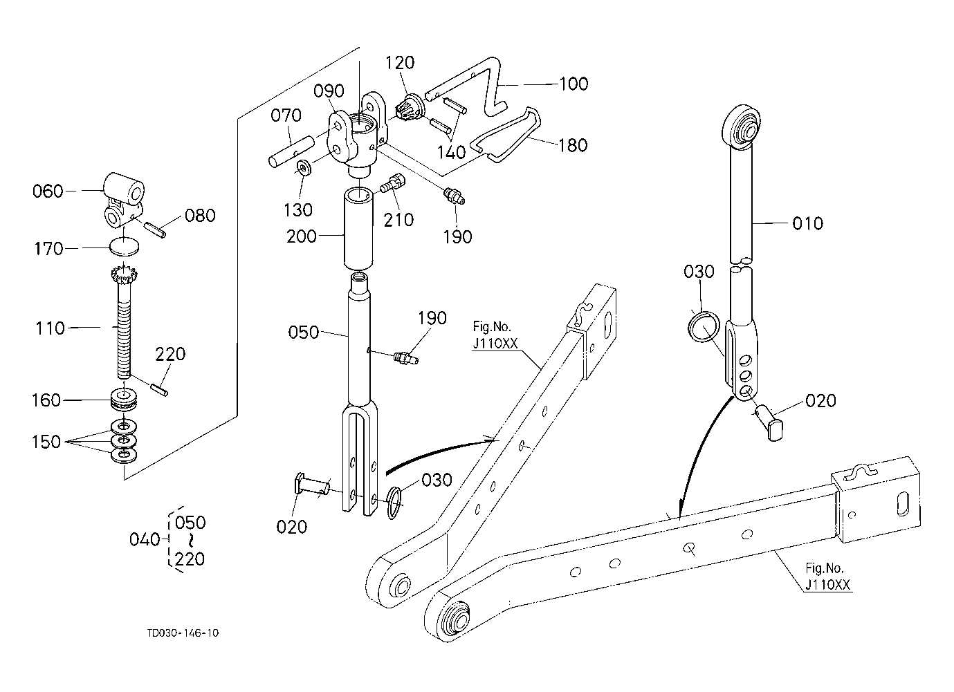 kubota three point hitch parts diagram