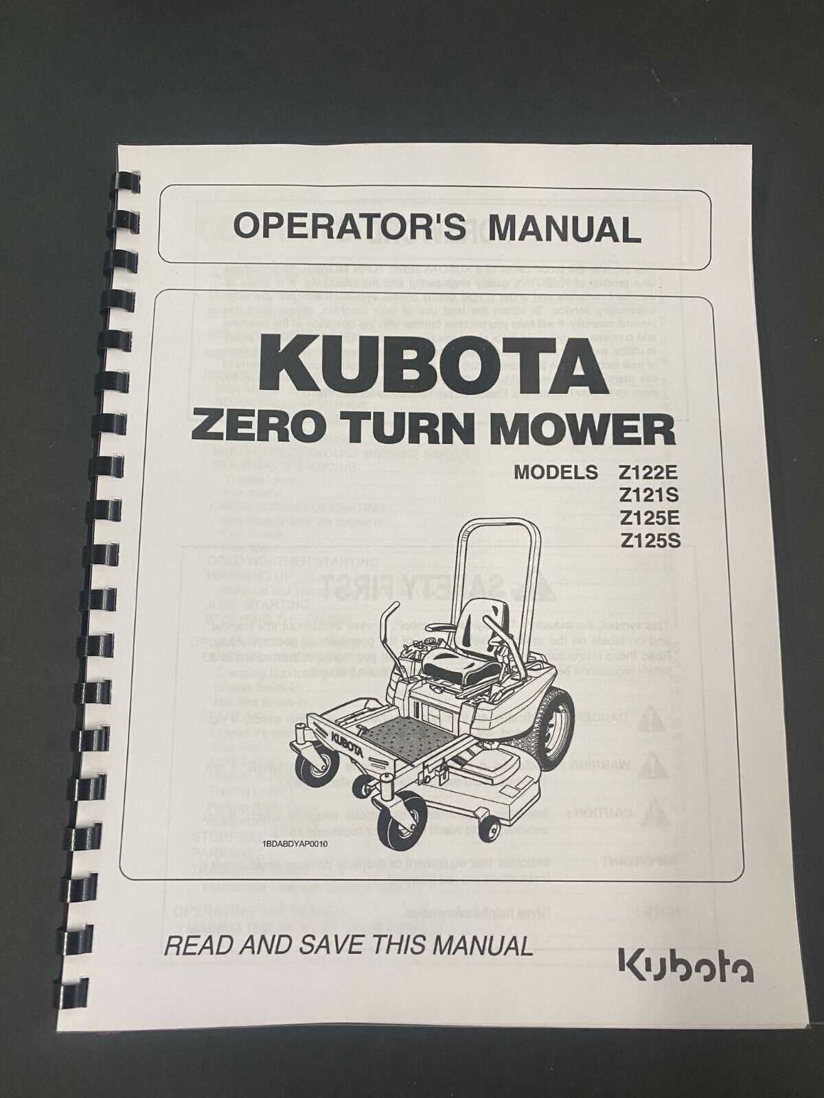 kubota z125 parts diagram