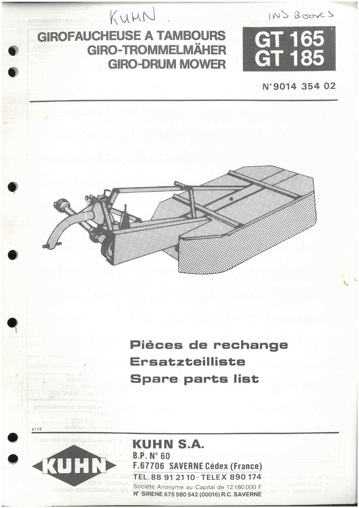 kuhn mower parts diagram